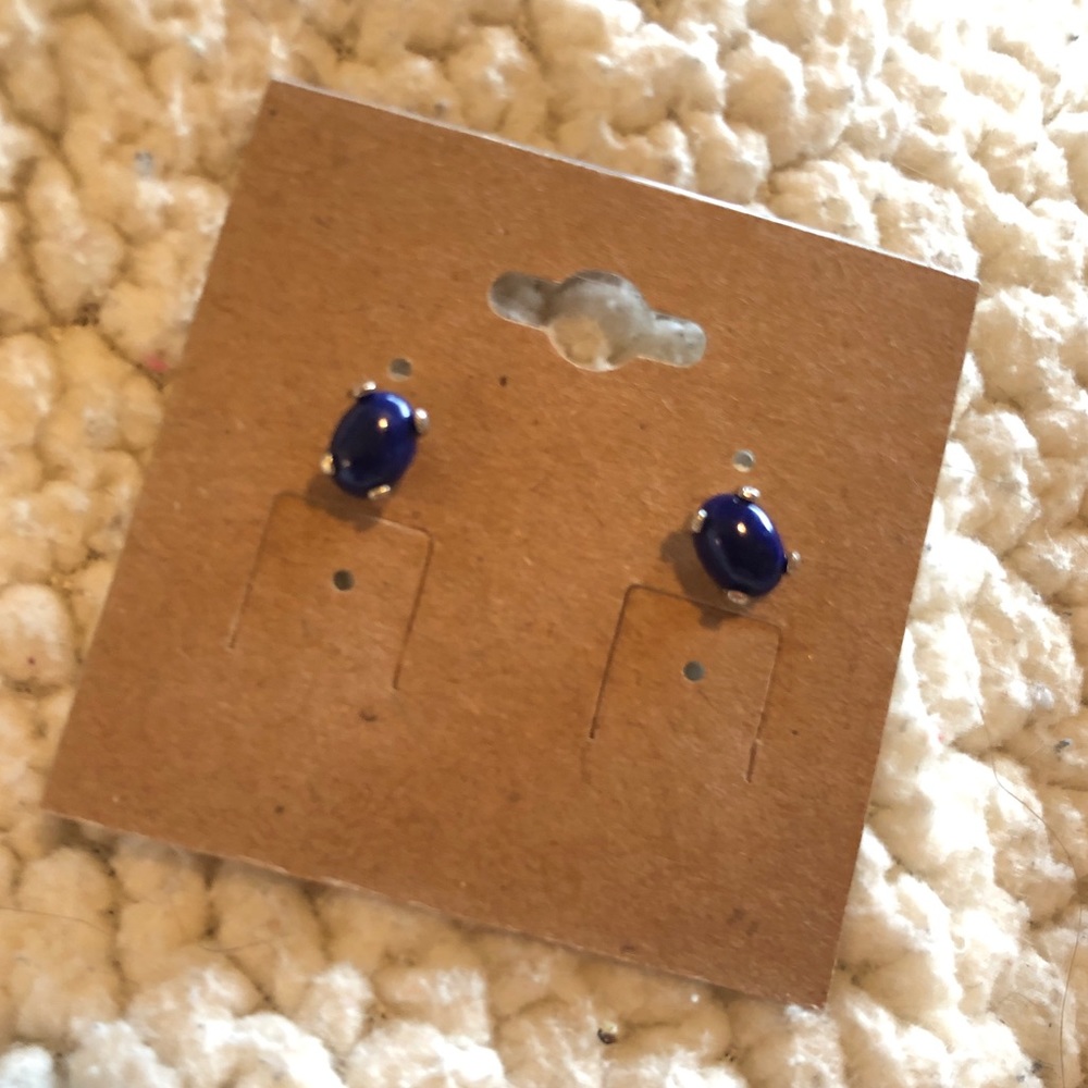 Lazil lapis stud earrings w silver